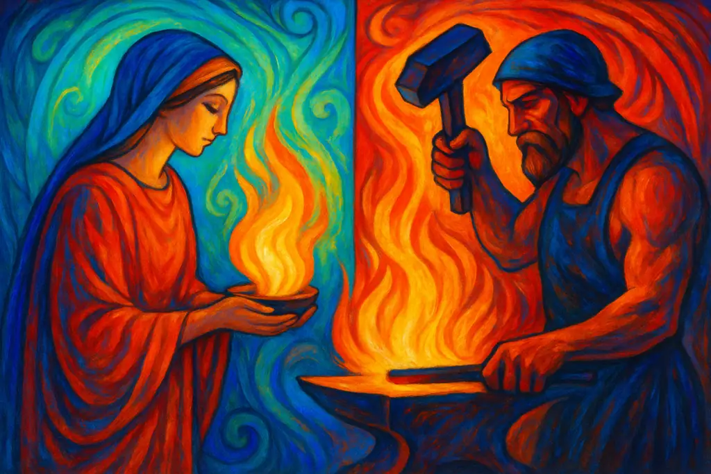 Hestia y Hefesto