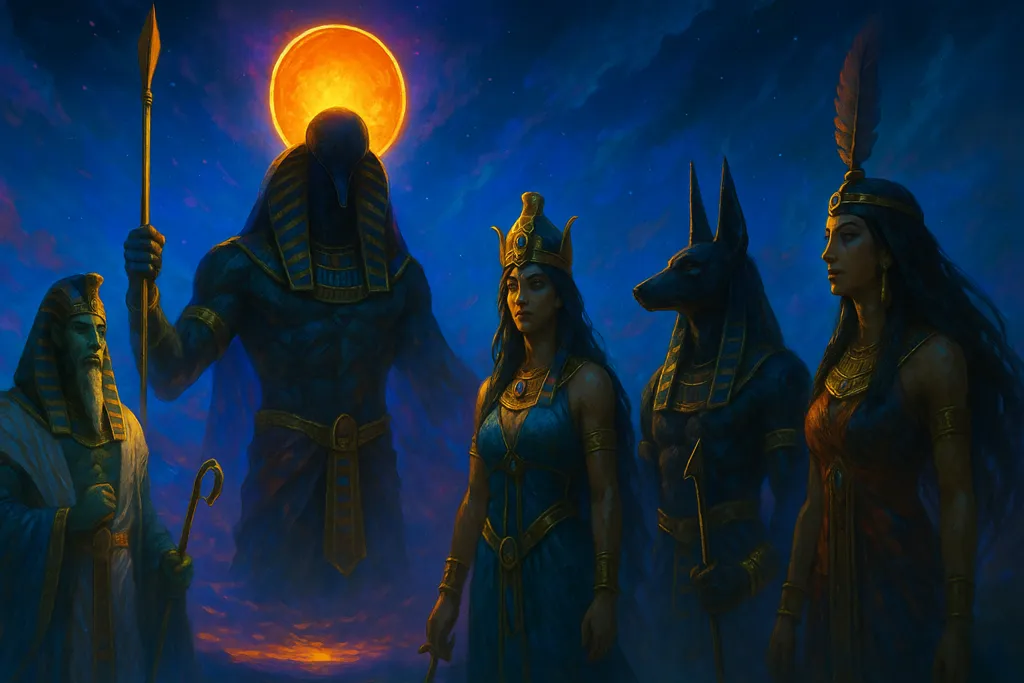 Panorama de los dioses principales (Ra, Osiris, Isis, Anubis, Maat) y su influencia cotidiana